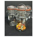 Glass Jars with Metal Lids and Painted Decorative