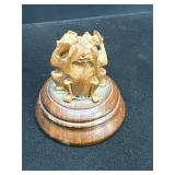 Carved Wooden Figurine of Three Monkeys on a Round