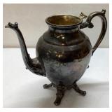 Silver-Plated Teapot with Ornate Feet and Spout
