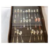 Wooden Display Case with 23 Collectible Spoons, Br