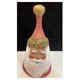 Hand-Painted Ceramic Santa Claus Bell with Gold Ac