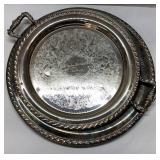 3 Silver-Plated Serving Platters with Ornate Handl