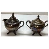 Silver-Plated Creamer and Sugar Bowl Set with Orna