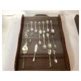 17 Decorative Spoons with Wooden Display Case