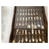 26 Collector Spoons in Wooden Display Case