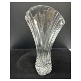 Clear Glass Fluted Vase with Swirling Pattern