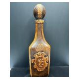 Italian Leather Decorative Bottle with Embossed Cr