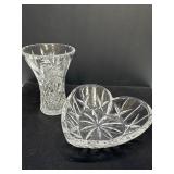 Cut Crystal Vase and Heart-Shaped Bowl Set