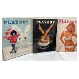 Three Vintage Playboy Magazines from 1964 and 1966