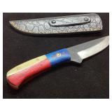Handcrafted Fixed Blade Knife With Multicolored Ha