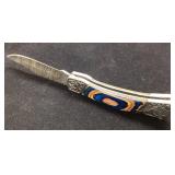 Folding Knife with Decorative Handle and Leather S