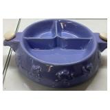 Blue Ceramic Divided Serving Dish With Handles, Ap