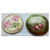 Hand-Painted Porcelain Plates with Floral and Frui