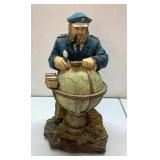 Hand-Painted Captain Figurine with Globe, 9 1/2 In