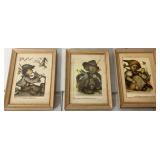 Three Framed Prints with Children Illustrations