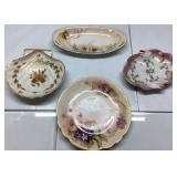 Four Decorative Porcelain Dishes with Floral and G