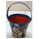 Metal Bucket Featuring Western Themed Design, Appr
