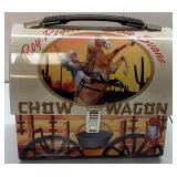 Retro-Style Metal Lunch Box Featuring Chow Wagon D