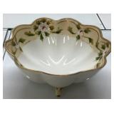 Porcelain Scalloped Footed Bowl with Floral Design