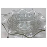 Clear Glass Bowl with Scalloped Edges and Etched F