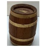 Wooden Barrel-Shaped Coin Bank with Slotted Lid, 6