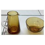 Enesco Mimi Pitcher and Bowl Set in Amber Glass