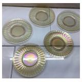 5 Iridescent Glass Plates With Ribbed Design, 6 In