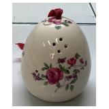 Porcelain Egg-Shaped Salt Shaker with Floral Desig