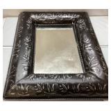 Embossed Metal Mirror Frame with Ornamental Design