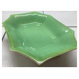 Green and Cream Ceramic Serving Dish with Lid