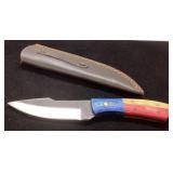 Custom Fixed-Blade Knife with Multicolor Handle an