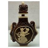 Carved Snuff Bottle with Ornamental Relief Design