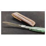 Folding Knife with Decorative Handle and Leather S