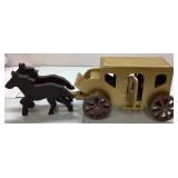 Homemade Wooden Stagecoach with Attached Horses, 5
