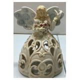 Decorative Ceramic Angel Figurine with Openwork De