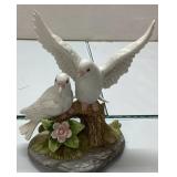 Decorative White Doves Figurine on Base