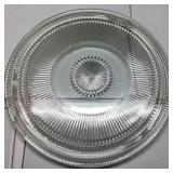 Vintage Glass Serving Plate with Ribbed and Starbu