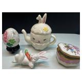 Decorative Rabbit-Themed Items and Ceramic Pieces