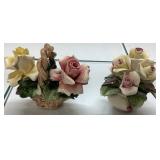 Dresden Style Porcelain Floral Figurines, 3 1/2 In