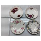 Four Decorative Fine China Saucer Plates with Flor