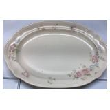 Oval Ceramic Platter with Floral Design, 10 x 14 1
