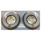 Gold-Accented Decorative Plates with Floral Motif