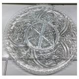Pressed Glass Serving Plate, Approximately 13 Inch