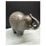 Dark Gray Ceramic Elephant Figurine with Textured