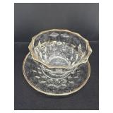 Pressed Glass Bowl and Matching Underplate with Go