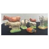 Painted Plaster Chalkware Farm Animal Figures
