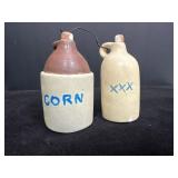 Ceramic Whiskey Jugs with ï¿½Cornï¿½ and ï¿½XXXï¿½ Marking