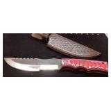 Fixed Blade Knife with Multicolored Handle and Lea