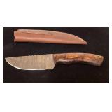 Handcrafted Knife with Wooden Handle and Leather S