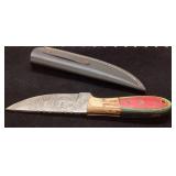 Handmade Damascus Steel Knife with Sheath, Approxi